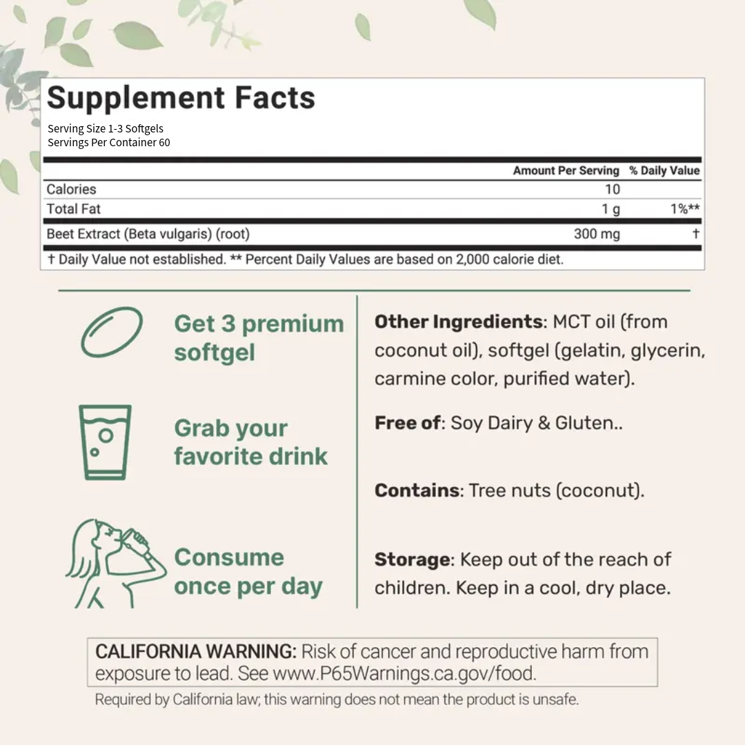 Grandelle Beet Root with MCT Oil, 60 Softgels